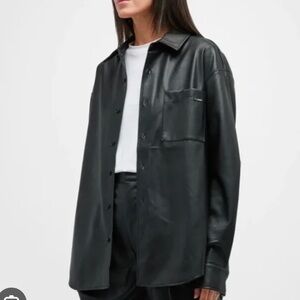 Mother Denim the Frenchie Faux Leather Shirt
